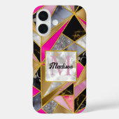 Elegant abstract roze zwart geometrisch Case-Mate iPhone case (Achterkant)