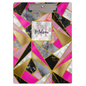 Elegant abstract roze zwart geometrisch klembord (Voorkant)