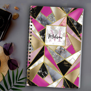 Elegant abstract roze zwart geometrisch notitieboek