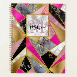Elegant abstract roze zwart geometrisch planner