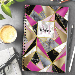 Elegant abstract roze zwart geometrisch schetsboek notitieboek