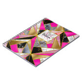 Elegant abstract roze zwart geometrisch schetsboek notitieboek (Linkerzijde)
