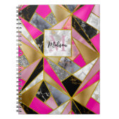 Elegant abstract roze zwart geometrisch schetsboek notitieboek (Voorkant)