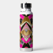 Elegant abstract roze zwart geometrisch waterfles (Rechts)