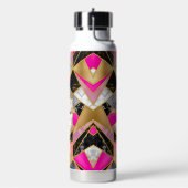 Elegant abstract roze zwart geometrisch waterfles (Links)