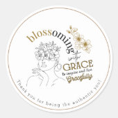 Elegant Abstract Rozen haar bloeien met genade Ronde Sticker (Voorkant)