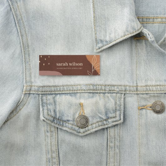 Elegant Abstract Rust Brown Oranje Leafy Foliage Naamplaatje (In situ)