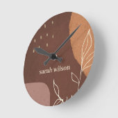 Elegant Abstract Rust Brown Oranje Leafy Foliage Ronde Klok (Hoek)