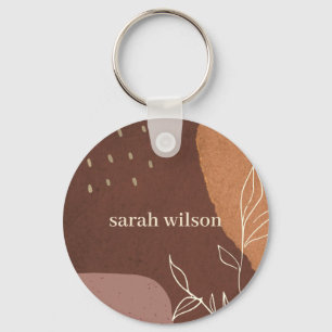 Elegant Abstract Rust Brown Oranje Leafy Foliage Sleutelhanger