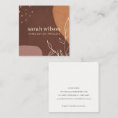 Elegant Abstract Rust Brown Oranje Leafy Foliage Vierkante Visitekaartje (Voorkant / Achterkant)