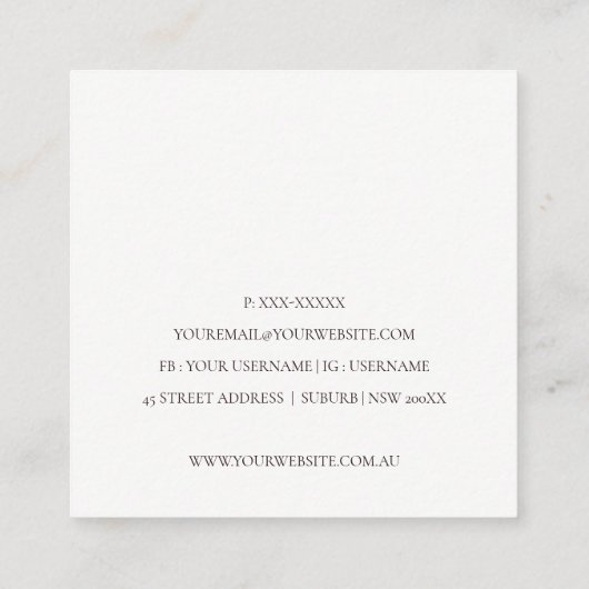 Elegant Abstract Rust Brown Oranje Leafy Foliage Vierkante Visitekaartje (Achterkant)