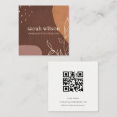 Elegant Abstract Rust Oranje Leafy Foliage QR Code Vierkante Visitekaartje (Voorkant / Achterkant)