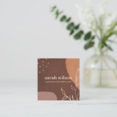 Elegant Abstract Rust Oranje Leafy Foliage QR Code Vierkante Visitekaartje (Staand voorkant)