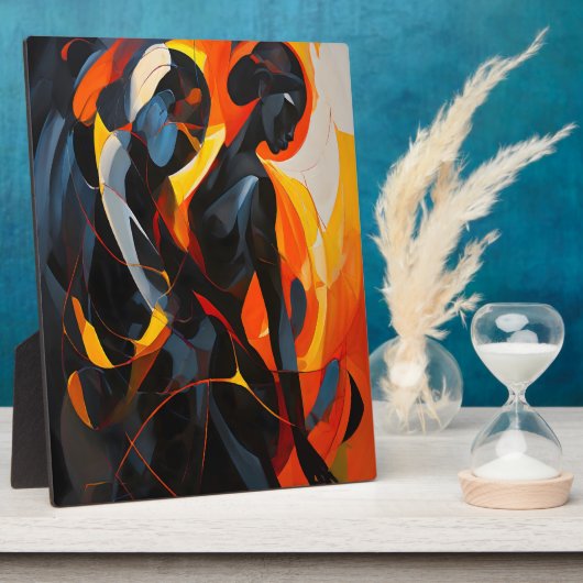 Elegant Abstract silhouet in Fiery Tones Art Fotoplaat (Zijkant)