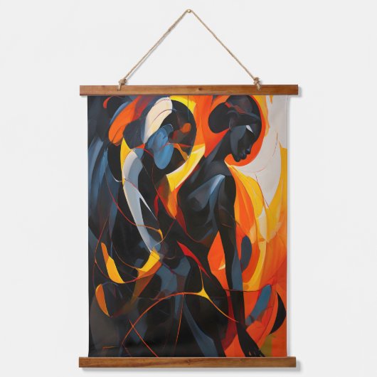 Elegant Abstract silhouet in Fiery Tones Art Hangend Wandkleed (Voorkant)