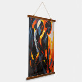 Elegant Abstract silhouet in Fiery Tones Art Hangend Wandkleed (Gebogen)