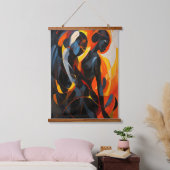 Elegant Abstract silhouet in Fiery Tones Art Hangend Wandkleed (Slaapkamer)