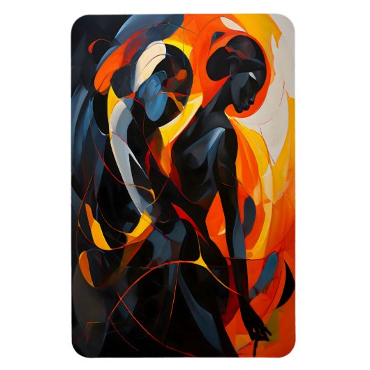 Elegant Abstract silhouet in Fiery Tones Art Magneet (Verticaal)