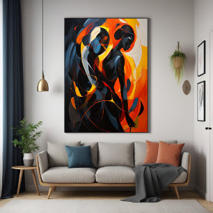 Elegant Abstract silhouet in Fiery Tones Art Perfect Poster