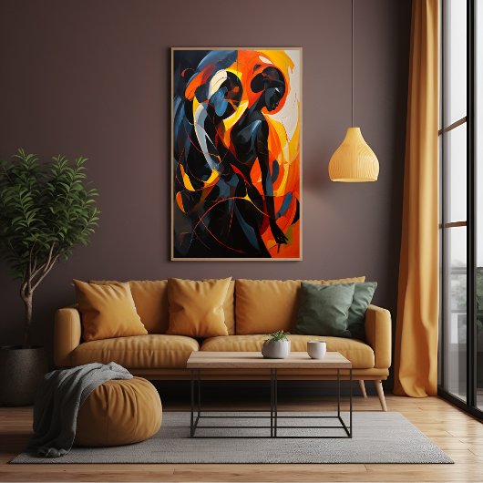 Elegant Abstract silhouet in Fiery Tones Art Perfect Poster