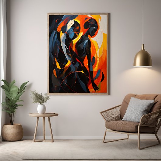 Elegant Abstract silhouet in Fiery Tones Art Poster
