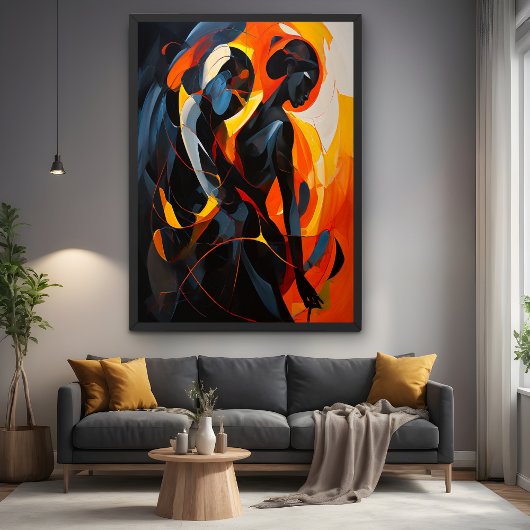 Elegant Abstract silhouet in Fiery Tones Art Poster