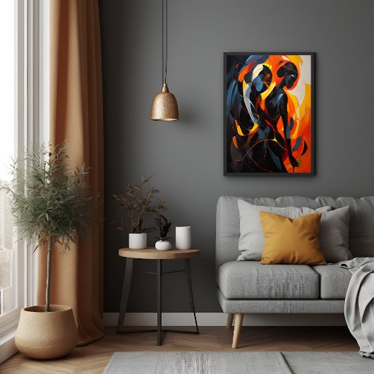 Elegant Abstract silhouet in Fiery Tones Art Poster