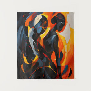 Elegant Abstract silhouet in Fiery Tones Art Wandkleed