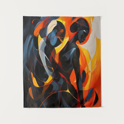 Elegant Abstract silhouet in Fiery Tones Art Wandkleed (Voorkant)