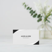 Elegant Abstract Silver Grey Black & White Visitekaartje (Staand voorkant)