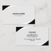 Elegant Abstract Silver Grey Black & White Visitekaartje (Voorkant / Achterkant)