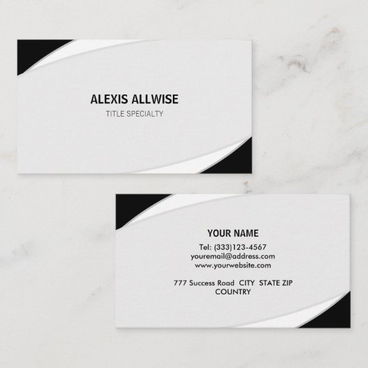 Elegant Abstract Silver Grey Black & White Visitekaartje (Voorkant / Achterkant)