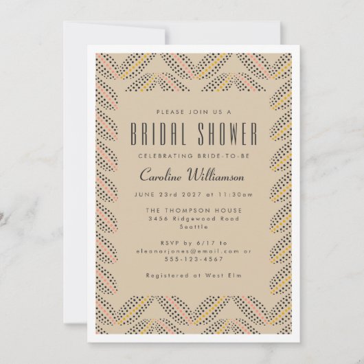 Elegant Abstract Stip Beige Black Vrijgezellenfees Kaart (Voorkant)