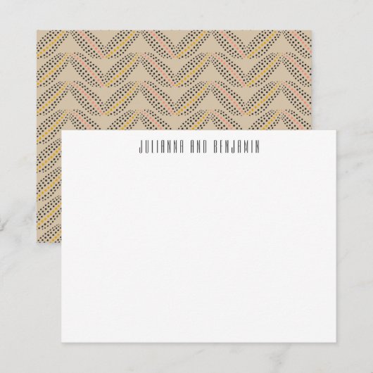 Elegant Abstract Stippen Patroon beige Aangepast Notitiekaartje (Voorkant / Achterkant)