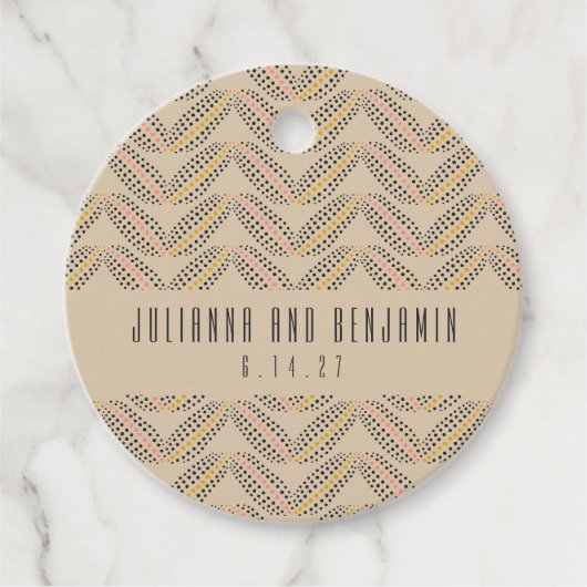 Elegant Abstract Stippen Pattern beige Custom Wedd Bedankjes Labels (Voorkant)