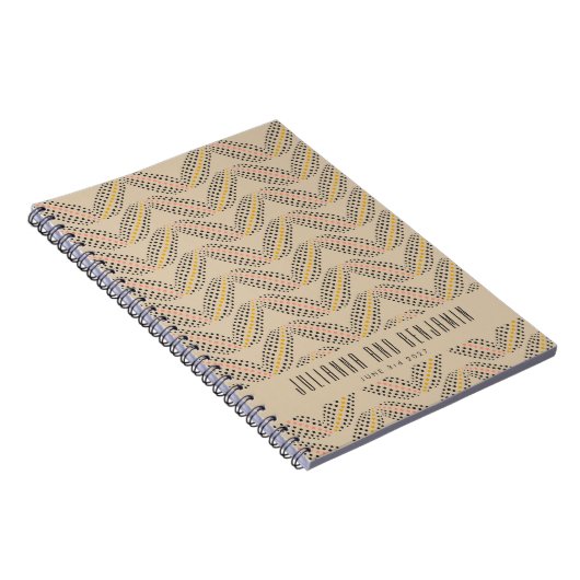 Elegant Abstract Stippen Pattern beige Custom Wedd Notitieboek (Rechterzijde)