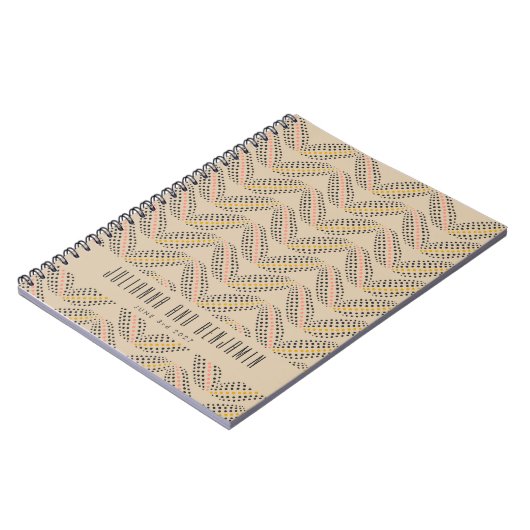 Elegant Abstract Stippen Pattern beige Custom Wedd Notitieboek (Linkerzijde)