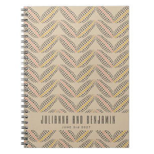 Elegant Abstract Stippen Pattern beige Custom Wedd Notitieboek