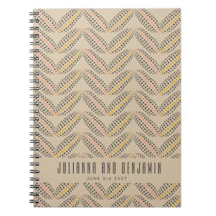 Elegant Abstract Stippen Pattern beige Custom Wedd Notitieboek