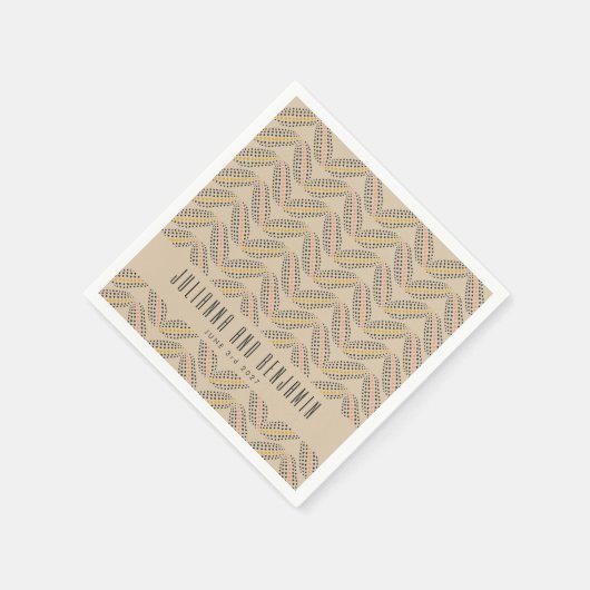 Elegant Abstract Stippen Pattern beige Custom Wedd Servet (Hoek)