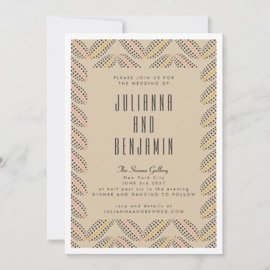 Elegant Abstract Stippen Pattern Sand Black Weddin Kaart (Voorkant)