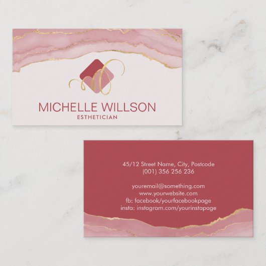 Elegant Abstract symbool en waterverf Visitekaartje (Voorkant / Achterkant)