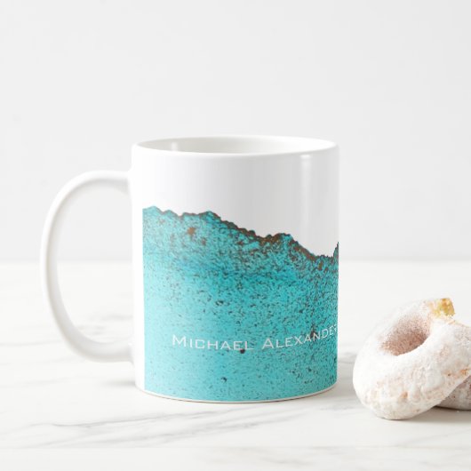 Elegant Abstract Turquoise Gold Ink Ark Koffiemok (Met donut)