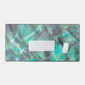 Elegant Abstract Turquoise Marmer Opal Monogrammed Bureaumat (Keyboard & Muis)