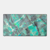 Elegant Abstract Turquoise Marmer Opal Monogrammed Bureaumat (Voorkant)