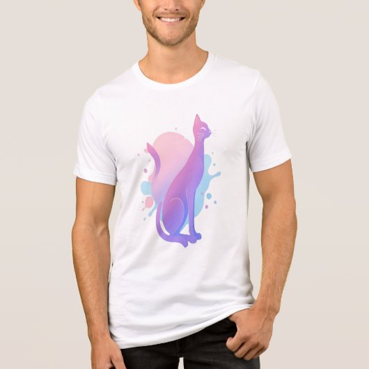 Elegant Abstract Verlopend Kat Design Tri-Blend Shirt (Voorkant)