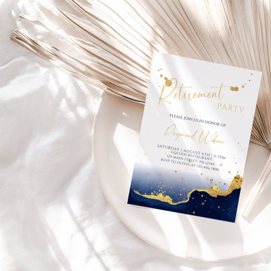 Elegant Abstract Watercolor Retirement Party  Kaart