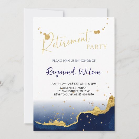 Elegant Abstract Watercolor Retirement Party  Kaart (Voorkant)