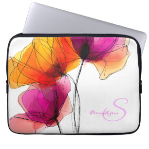 Elegant Abstract Waterverf Bloem Motief Aangepast  Laptop Sleeve
