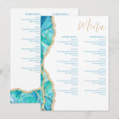 Elegant Abstract Waterverf Blue Gold Restaurant Menu (Voorkant / Achterkant)